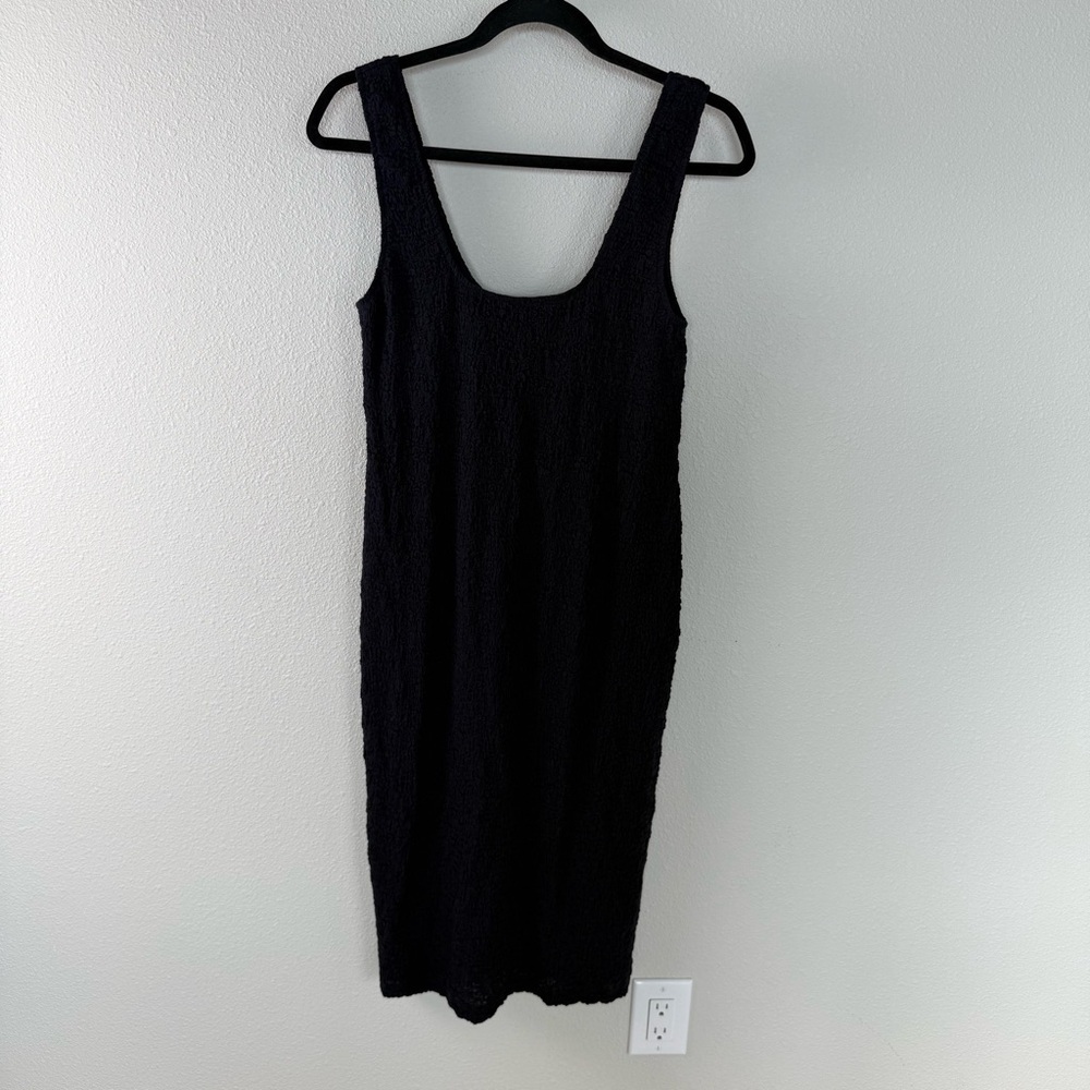 Vince Square Neck Textured Tank Dress Black Business Casual Party Women’s Medium - Picture 2 of 13